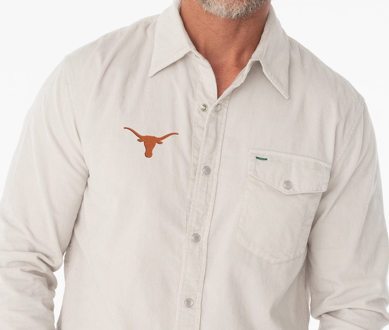 Texas - Corduroy Pearl Snap - Longhorn - Off White - Secondary