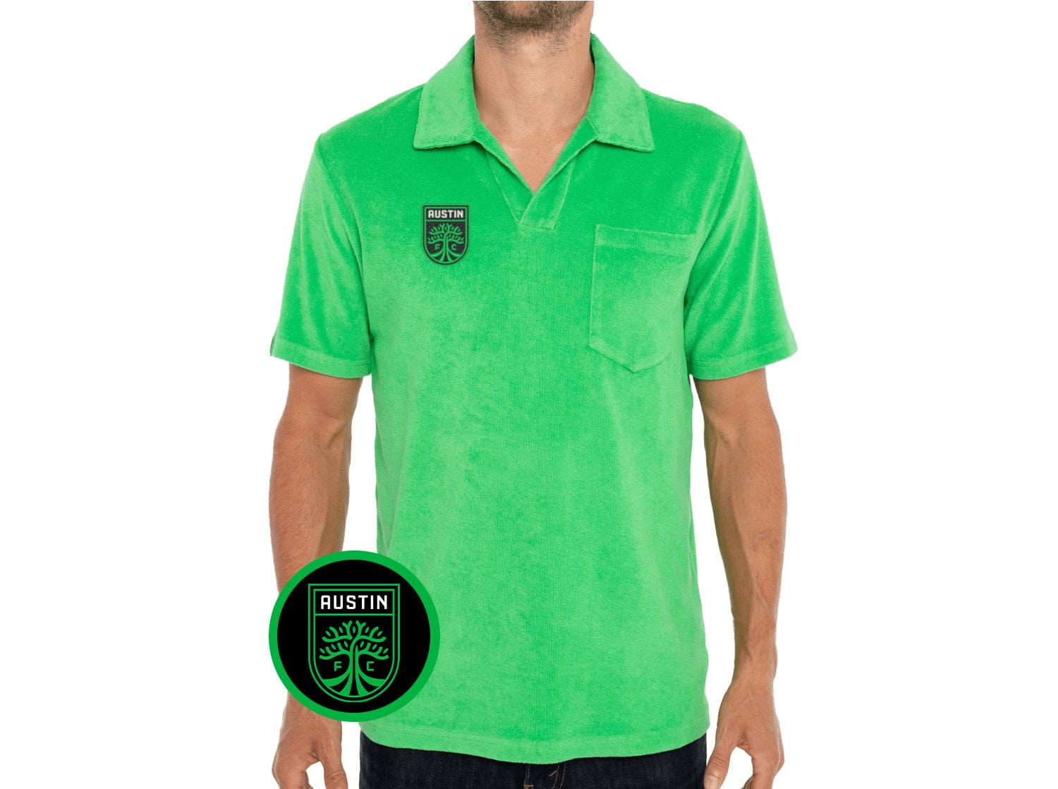 Austin FC - Terry Cloth Polo - Badge - Bright Verde