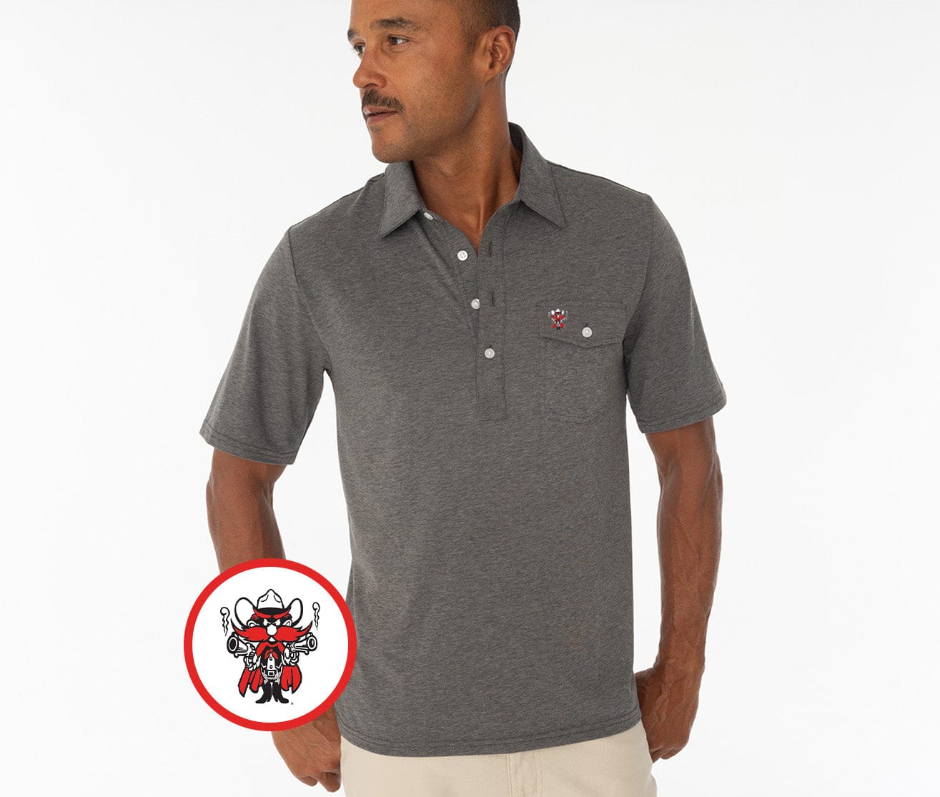 Texas Tech - Coach's Performance Players Shirt - Red Raider Icon - Heather Gray