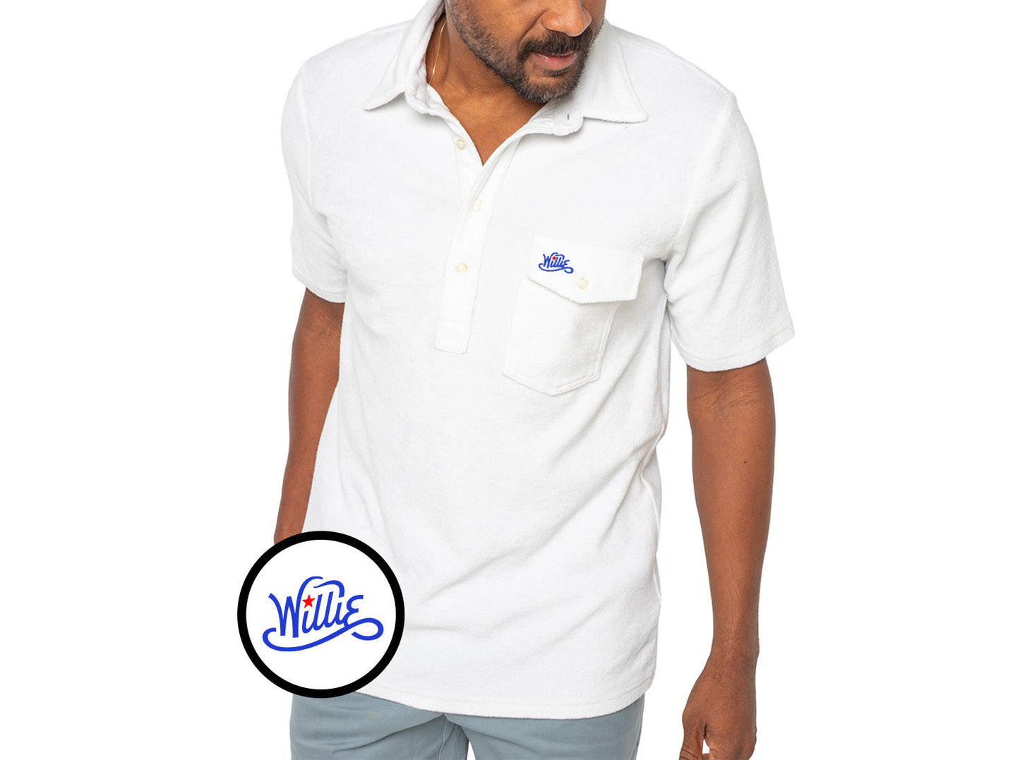 Willie Nelson Terrycloth Players Shirt - The Outlaw - White