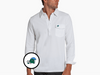 Tulane - Jacquard Long Sleeve Range Polo - Riptide- White