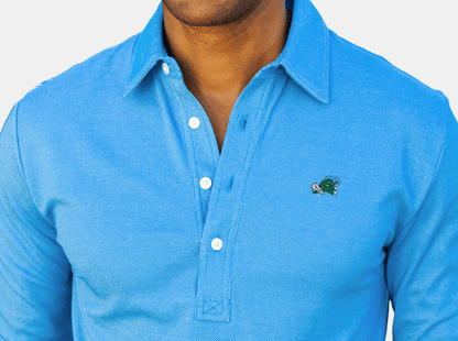 Tulane - Jacquard Long Sleeve Range Polo - Riptide - Blue