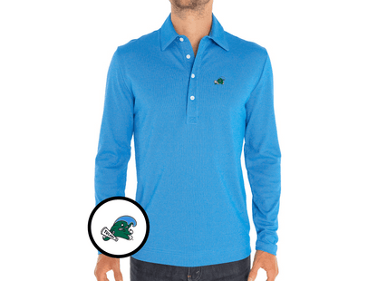 Tulane - Jacquard Long Sleeve Range Polo - Riptide - Blue