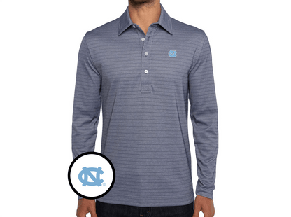 UNC - Jacquard Long Sleeve Range Polo - NC  - Navy Stripe