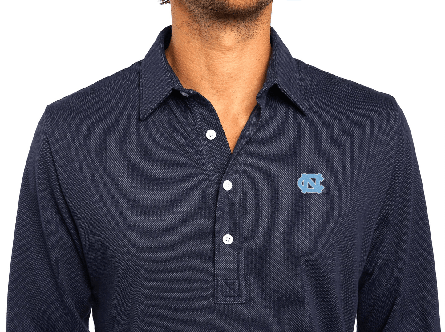 UNC - Jacquard Long Sleeve Range Polo - NC  - Navy