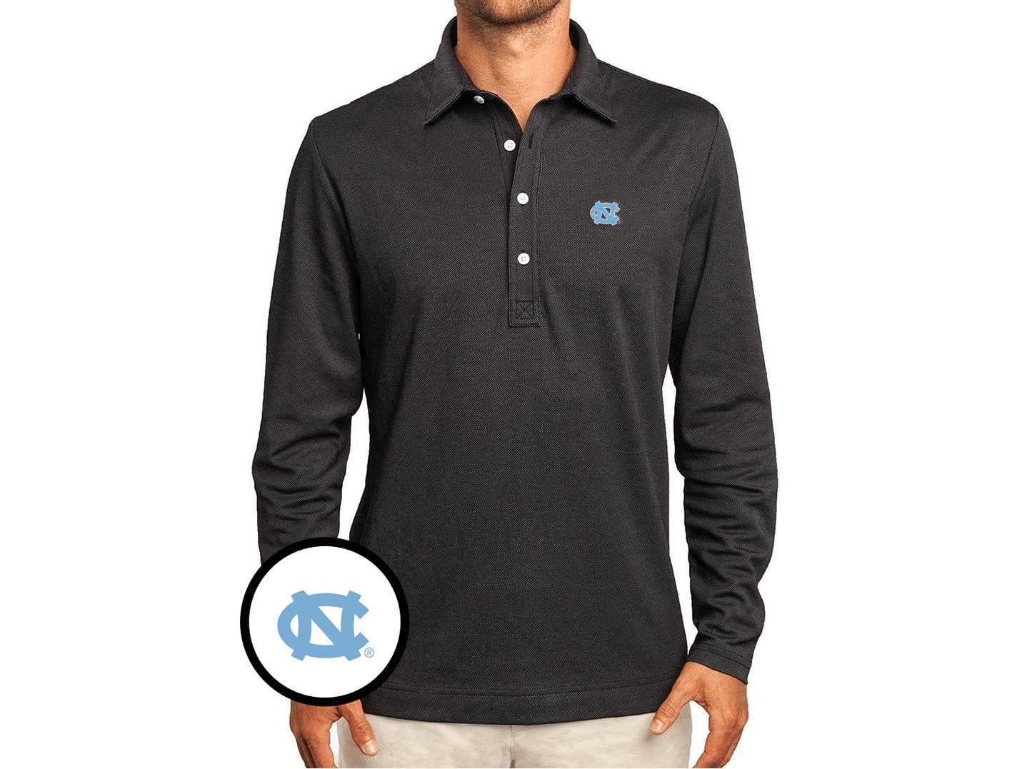 UNC - Jacquard Long Sleeve Range Polo - NC  - Black