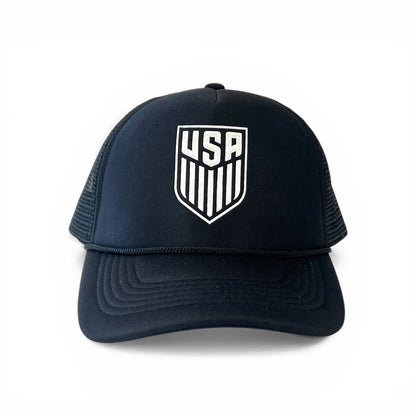US Soccer Crest Black Trucker