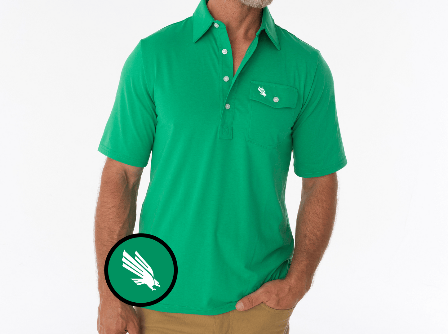 North Texas - Coaches Players Shirt - Eagle - Golf Green