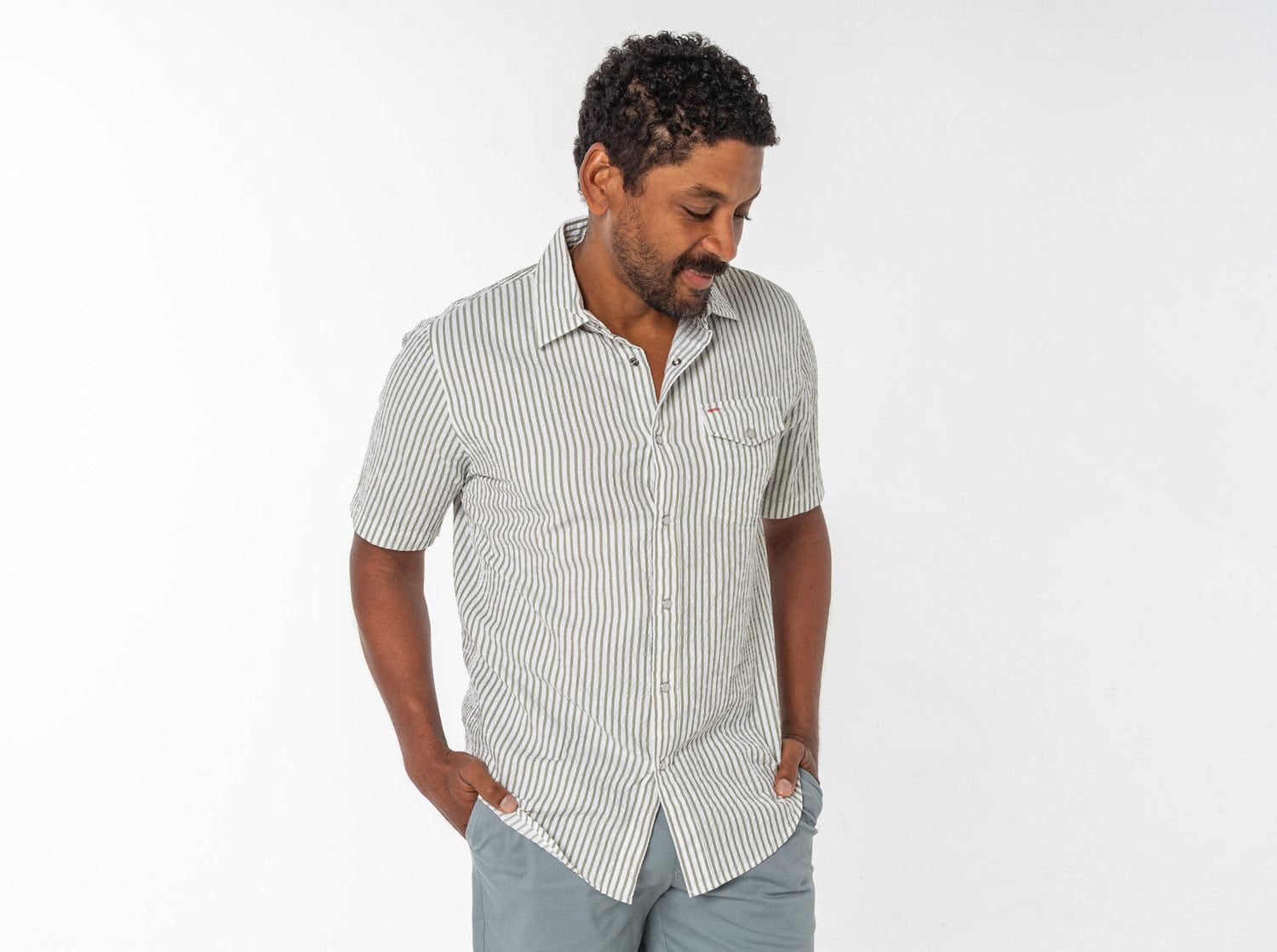 Short Sleeve Performance Pearl Snap - Sage Seersucker – Criquet Shirts