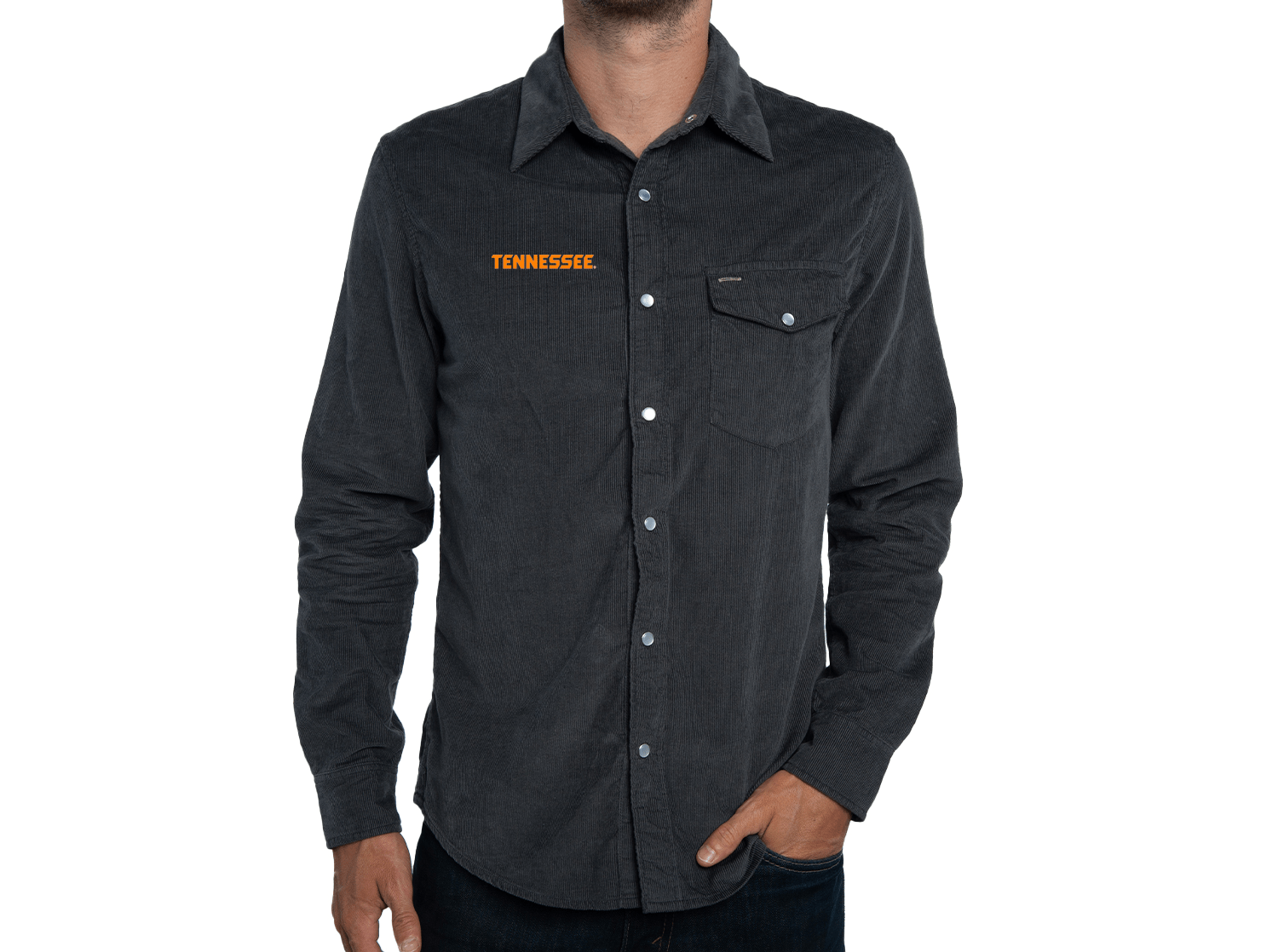 Criquet Tennessee Corduroy Pearl Snap in Tennessee, Charcoal, view 1
