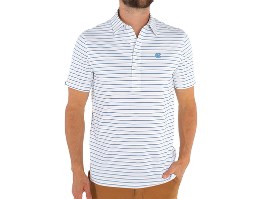 North Carolina - Performance Sport Range Polo - UNC Interlock - Blue Stripe