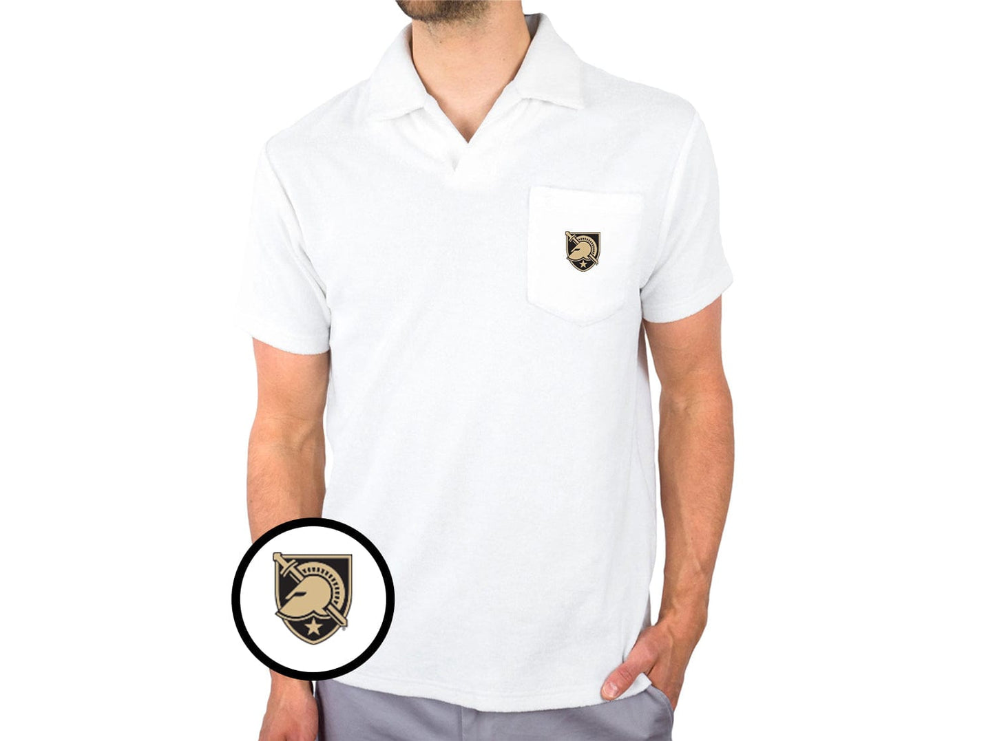 Army - Terrycloth Polo - Shield - White
