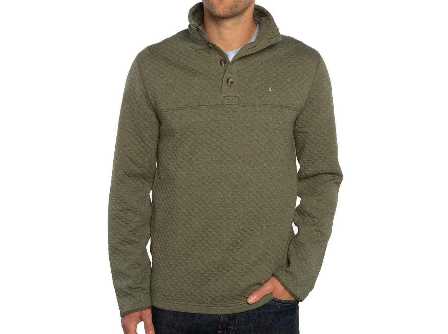 Quilted Pullover - Heather Olive