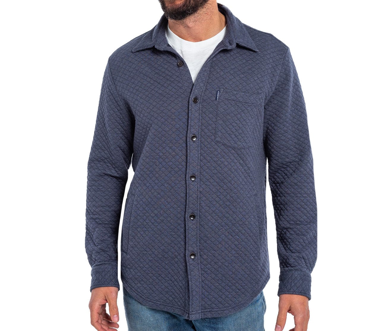 Quilted Knit Overshirt - Heather Navy - Secondary