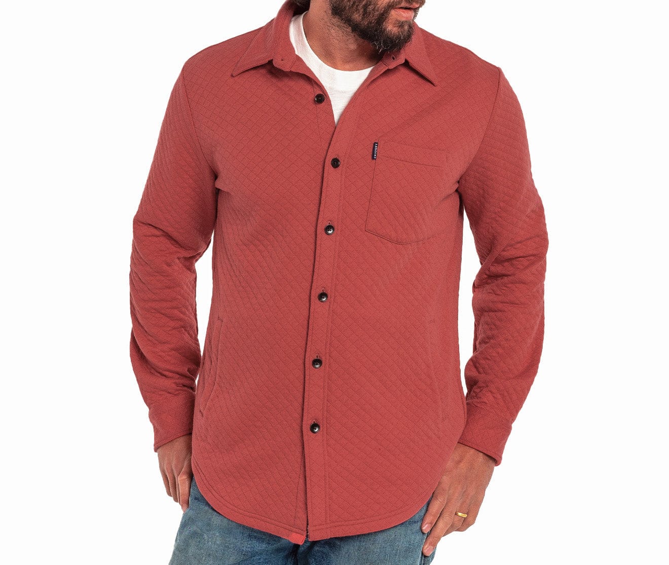 Quilted Knit Overshirt - Brick