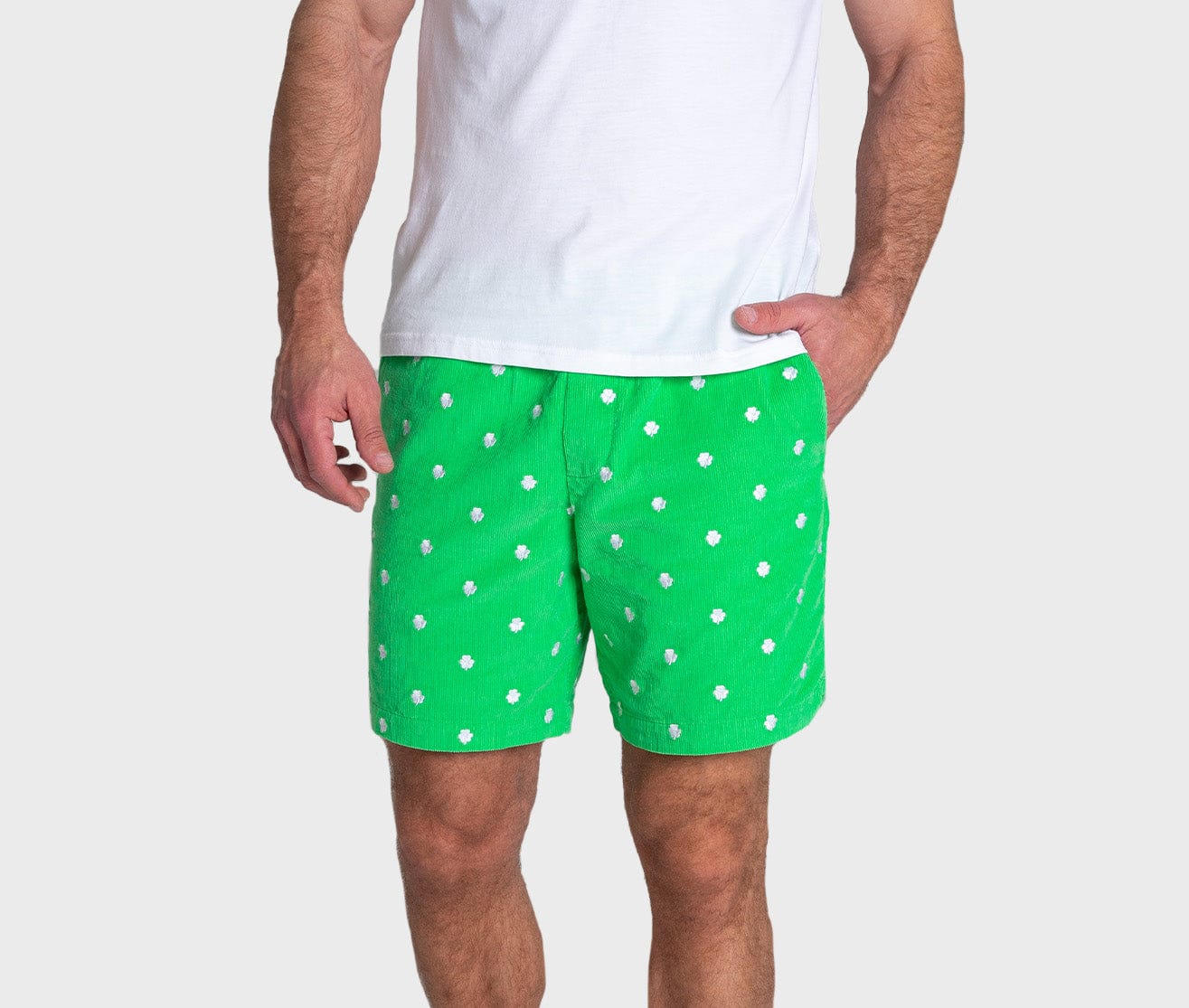 Cruiser Cord Shorts - Irish Green - Shamrock Emb
