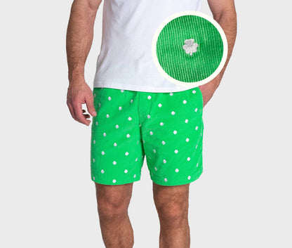 Cruiser Cord Shorts - Irish Green - Shamrock Emb