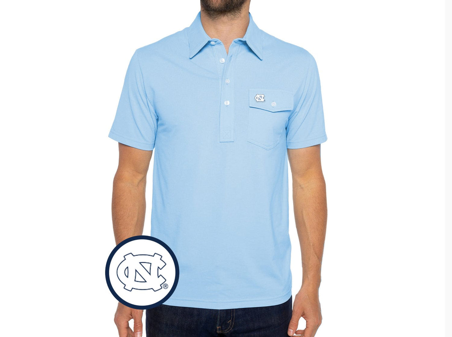 North Carolina - Coach's Players Shirt - UNC Interlock - Lt. Blue