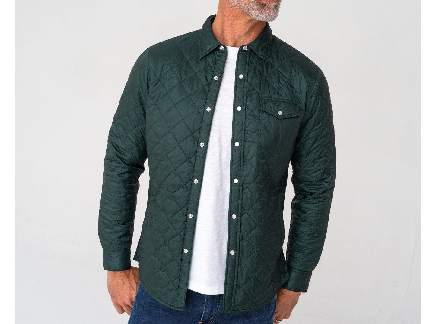 Quilted Shacket - Hunter Green