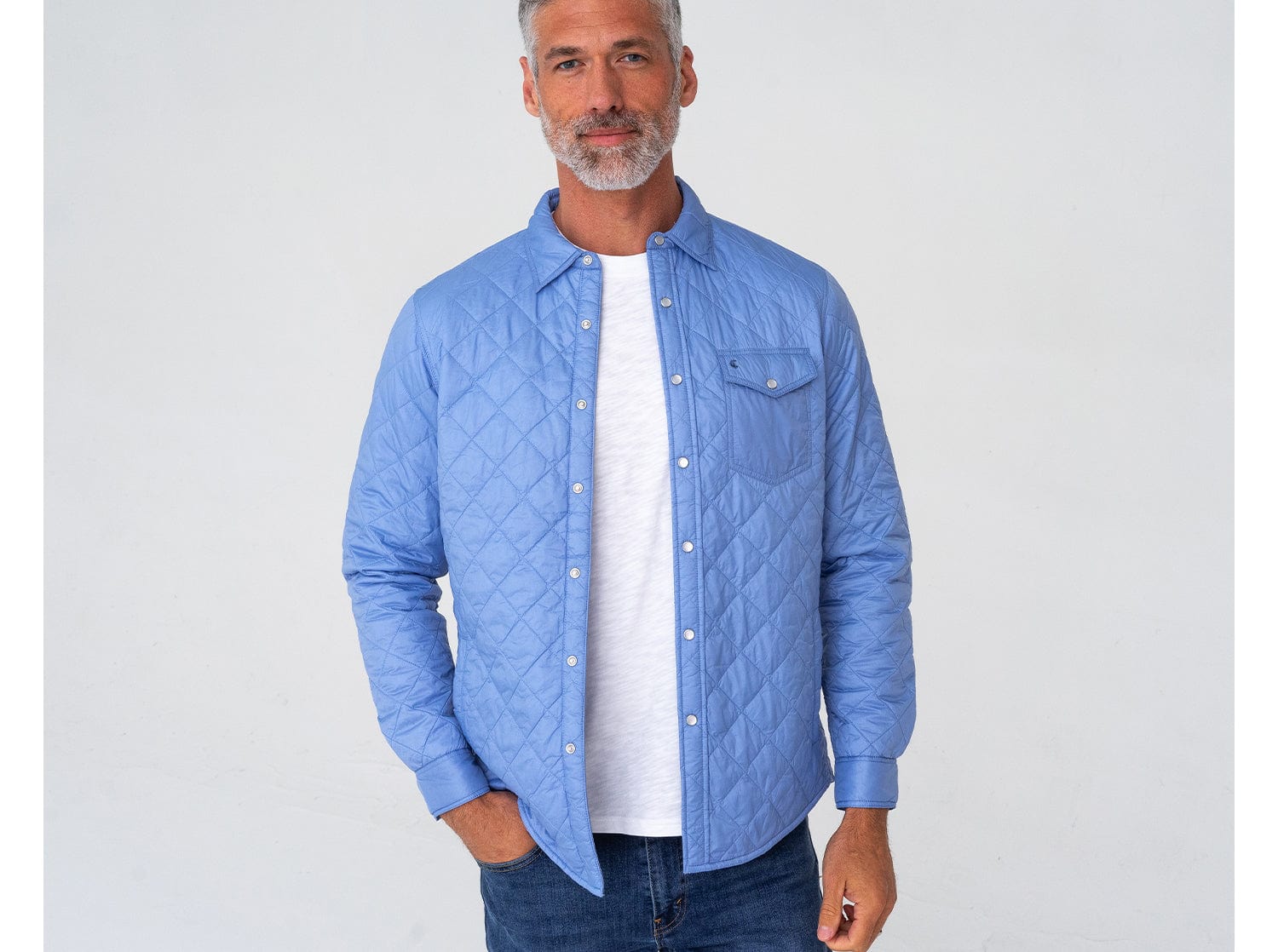 Quilted Shacket - Iris Blue