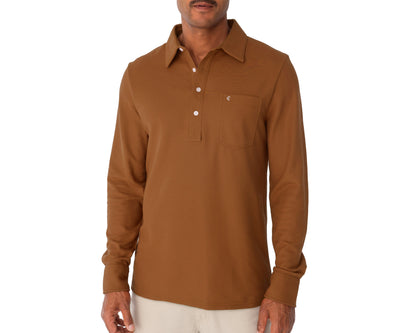 Slim Fit Long Sleeve Players Shirt - Chestnut