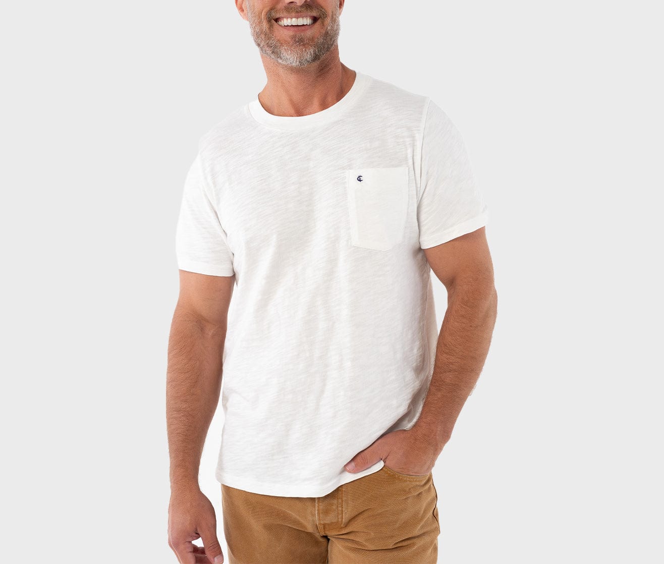 Slub Cotton Pocket T-Shirt - White