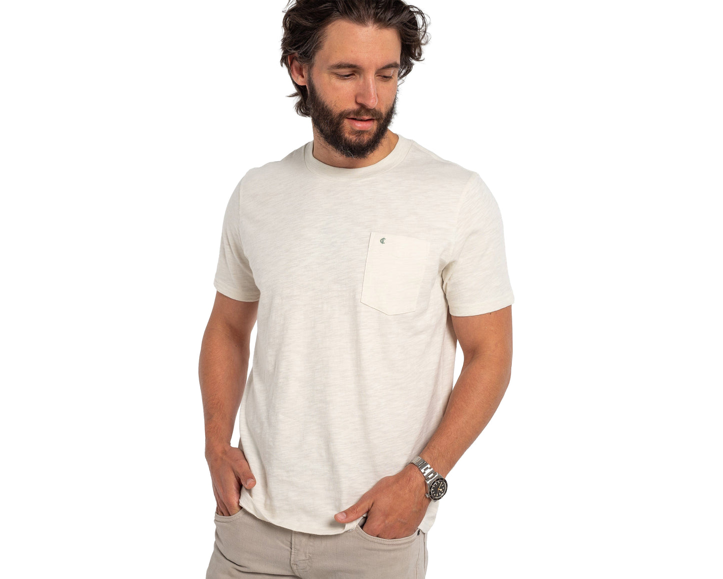 Slub Cotton Pocket T-Shirt - Natural