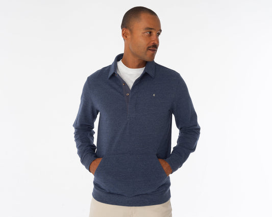 Criquet Collared Sweatshirt in Heather Navy, view 3