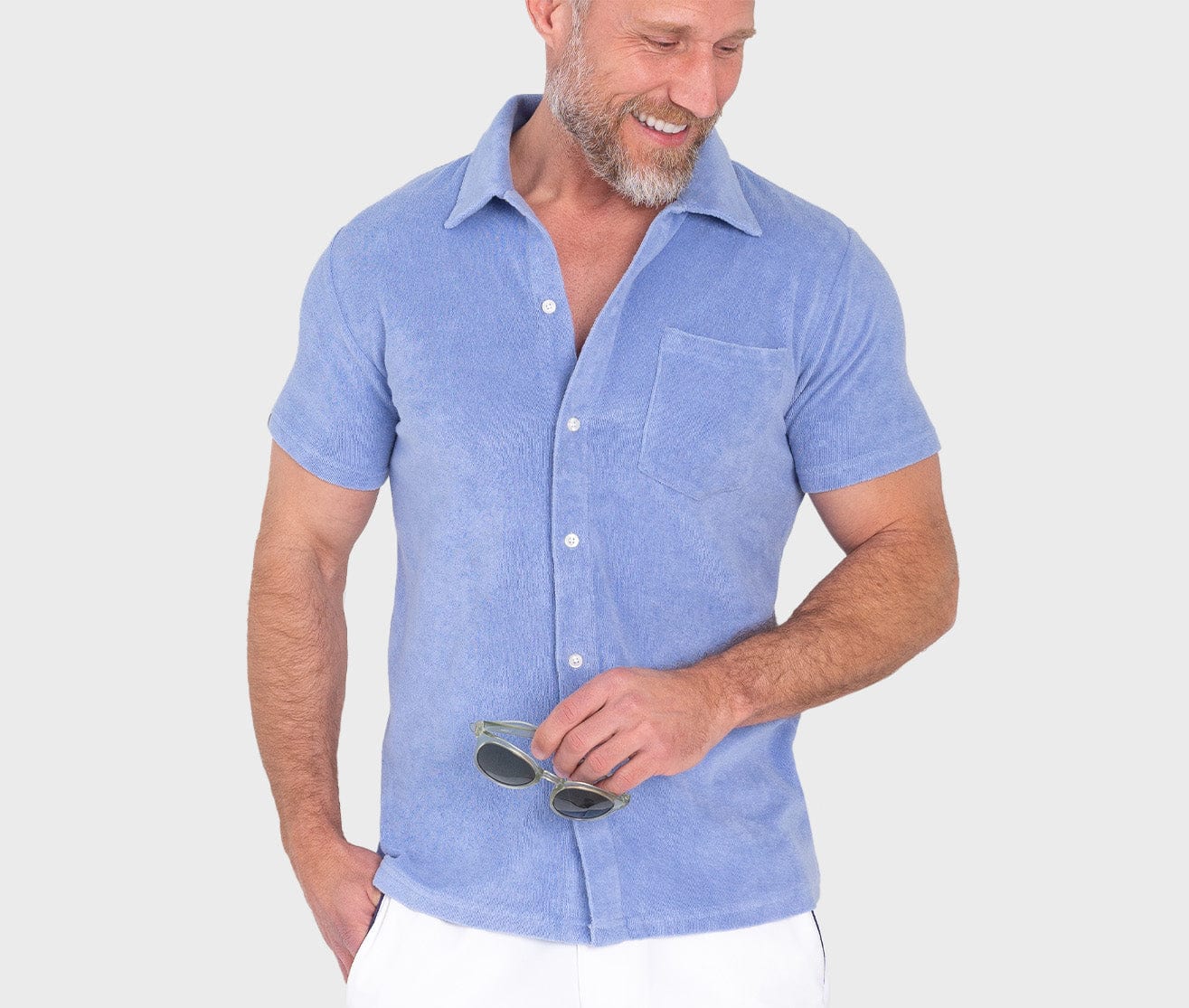 Terrycloth Button Down - Perry Winkle