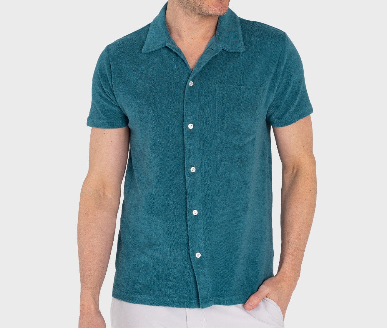 Terrycloth Button Down - Jungle Boogie