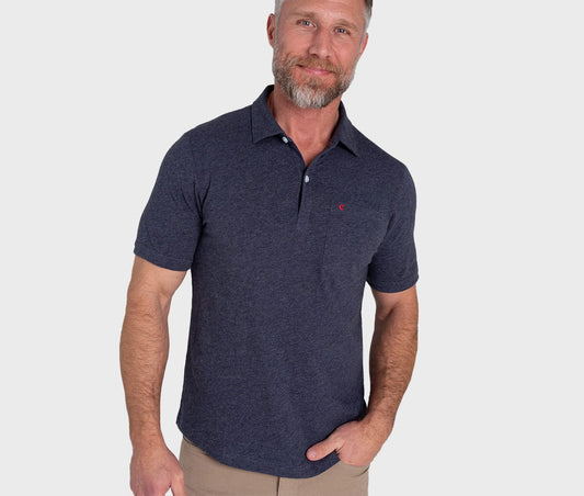 Sunwashed Polo - Heather Navy