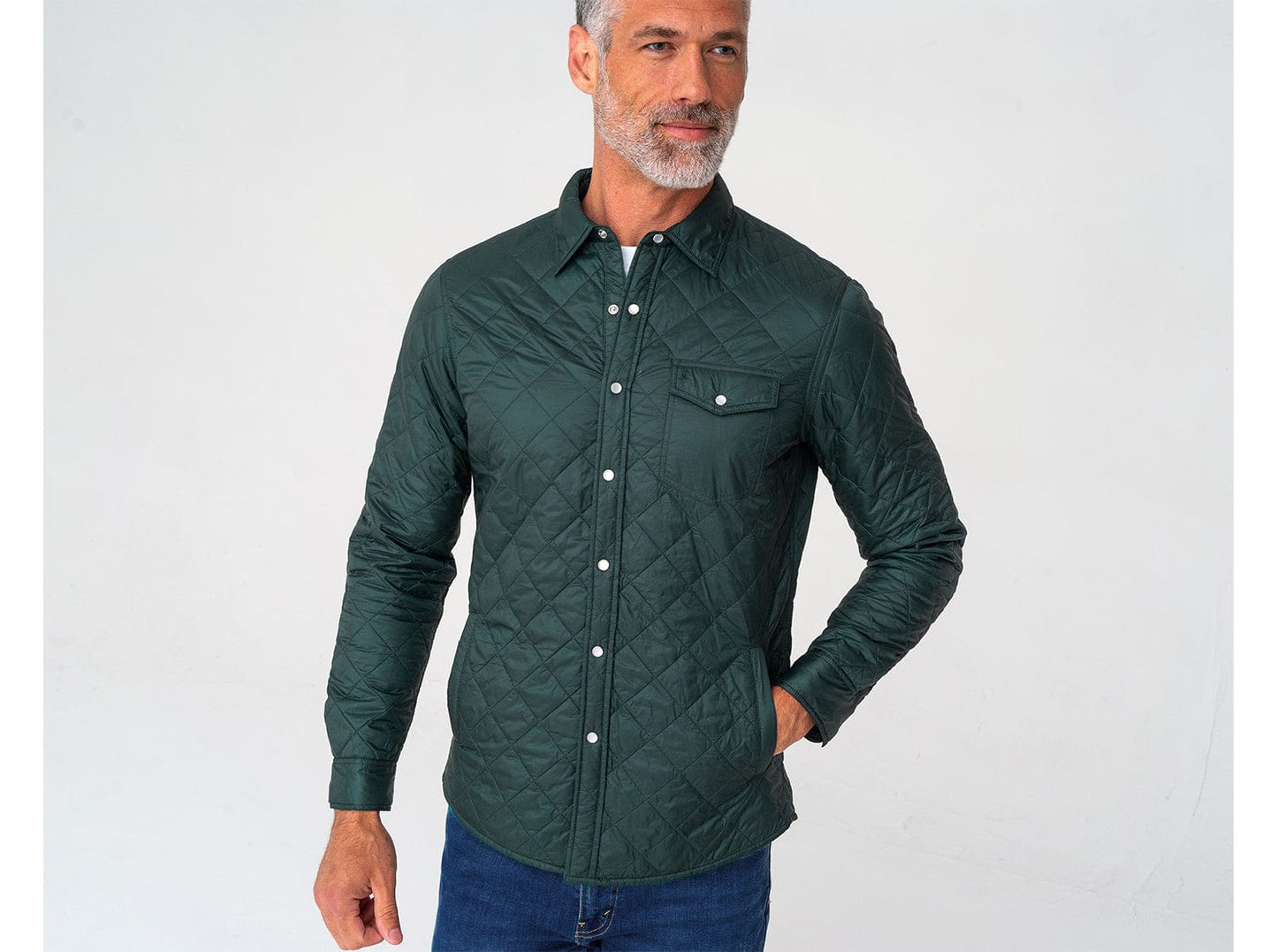 Quilted Shacket - Hunter Green