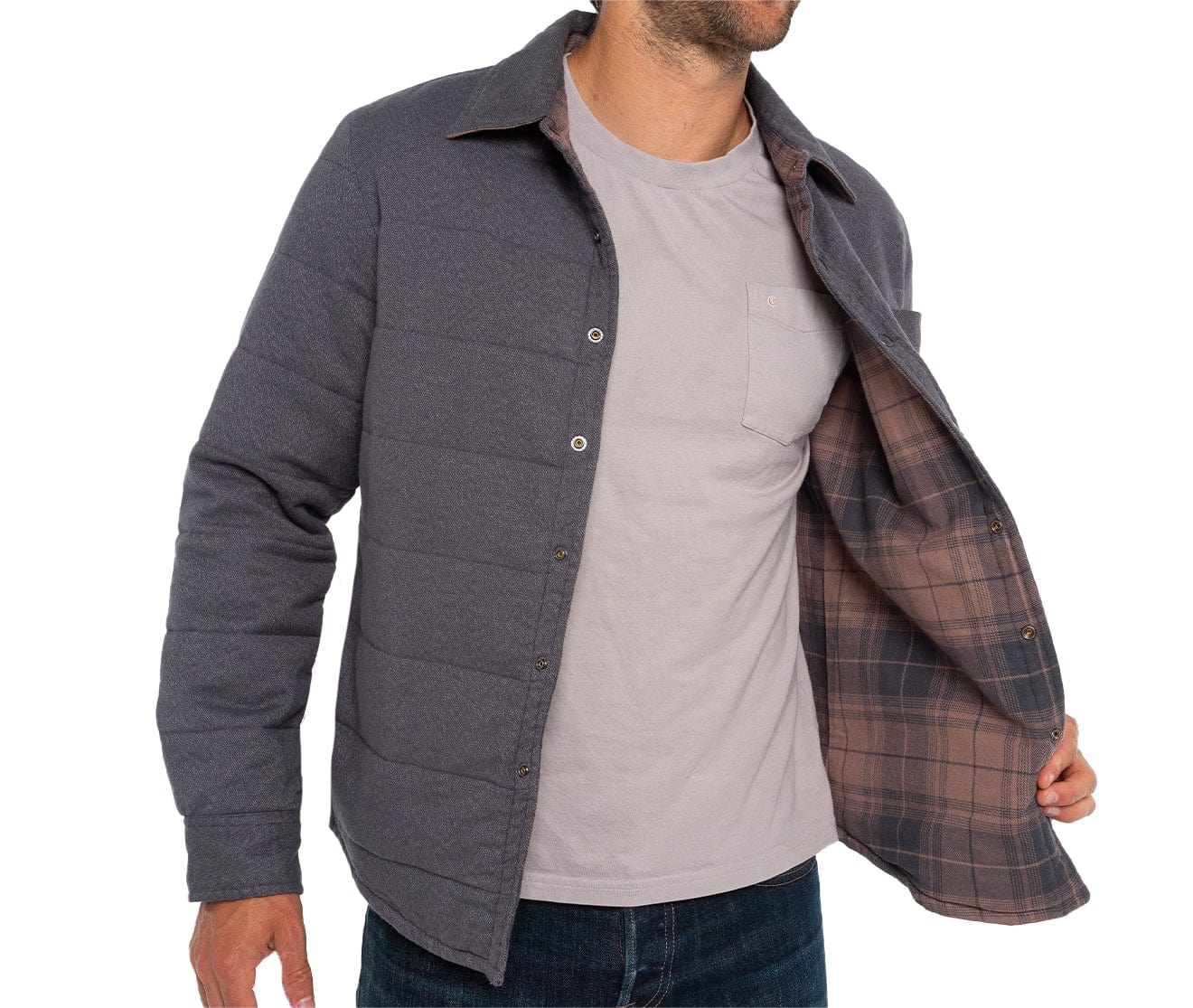 Reversible Flannel Shacket - Charcoal