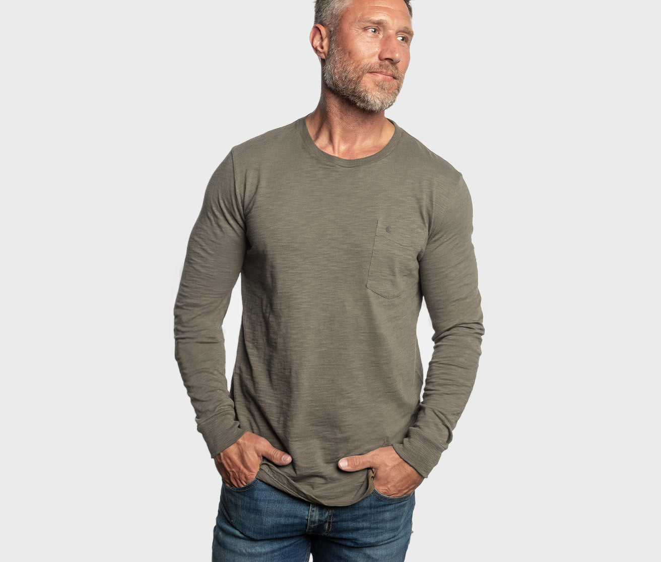 Slub Cotton Long Sleeve T-Shirt - Cypress - Secondary