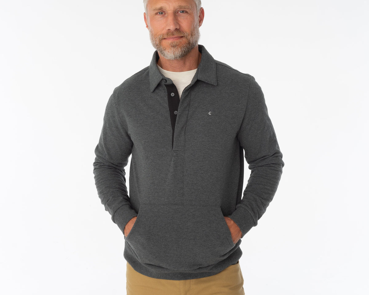 Criquet Collared Sweatshirt in Heather Charcoal, view 1