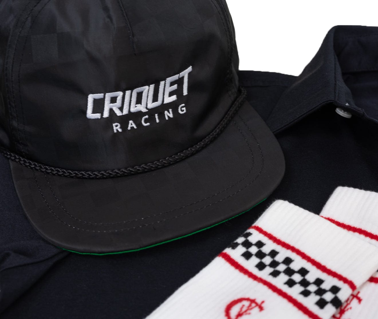 Checkered Rope Hat - Criquet Racing - Black