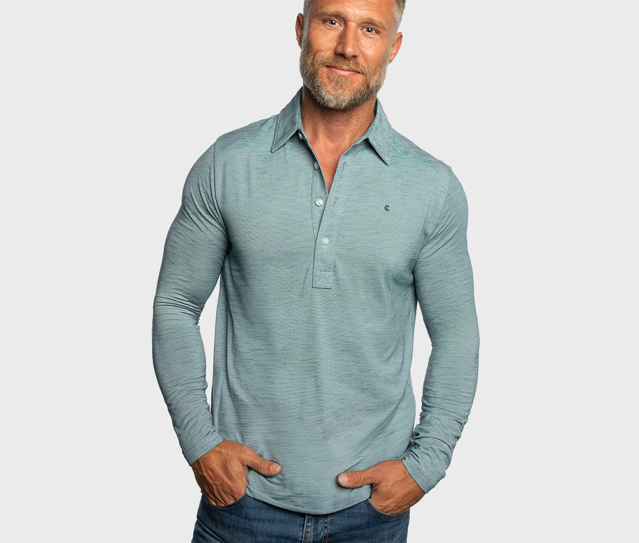 brrr° Long Sleeve Range Polo - Mountain Spring