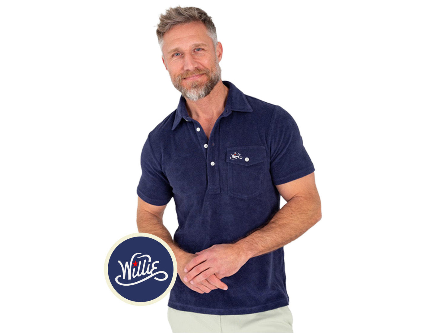 Willie Nelson Terrycloth Players Shirt - The Outlaw - Navy