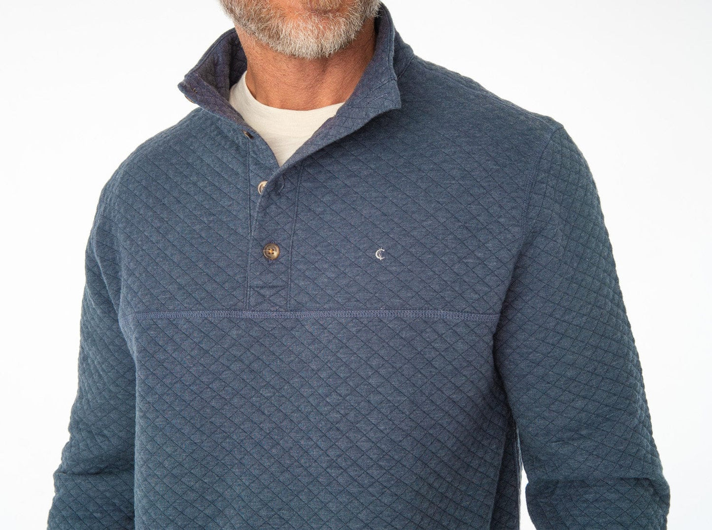 Quilted Pullover - Heather Navy