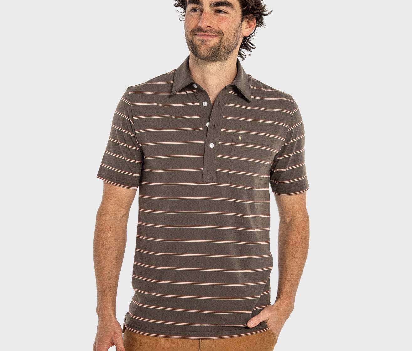 Performance Players Shirt - Cassidy Stripe - Brown