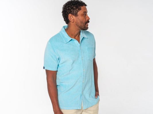 Terrycloth Button Down - Infinity Pool