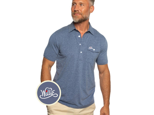 Willie Nelson Players Shirt - The Outlaw - Heather Navy