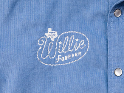 Willie Nelson Short Sleeve Corduroy - Willie Forever Lasso - Blue