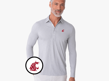 Washington State - Brrr Long Sleeve Range Polo - Cougar - Silverado