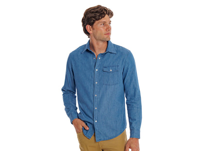 Chambray Pearl Snap - Medium Wash