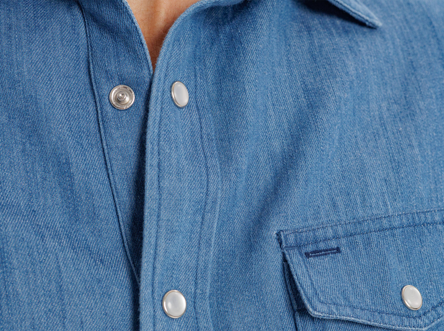 Chambray Pearl Snap - Medium Wash