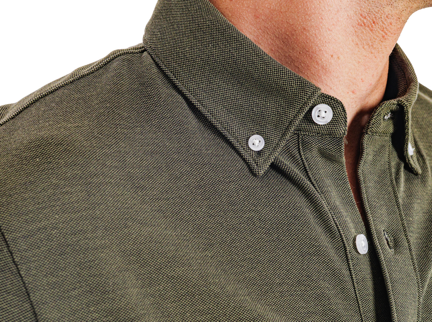 Criquet Oxford Knit Button Down in Dark Olive, view 2