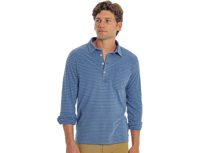 Indigo Knit Long Sleeve Players Shirt - Indigo Stripe