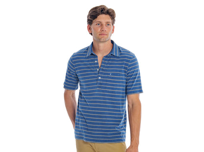 Indigo Knit Players Shirt - Indigo Stripe