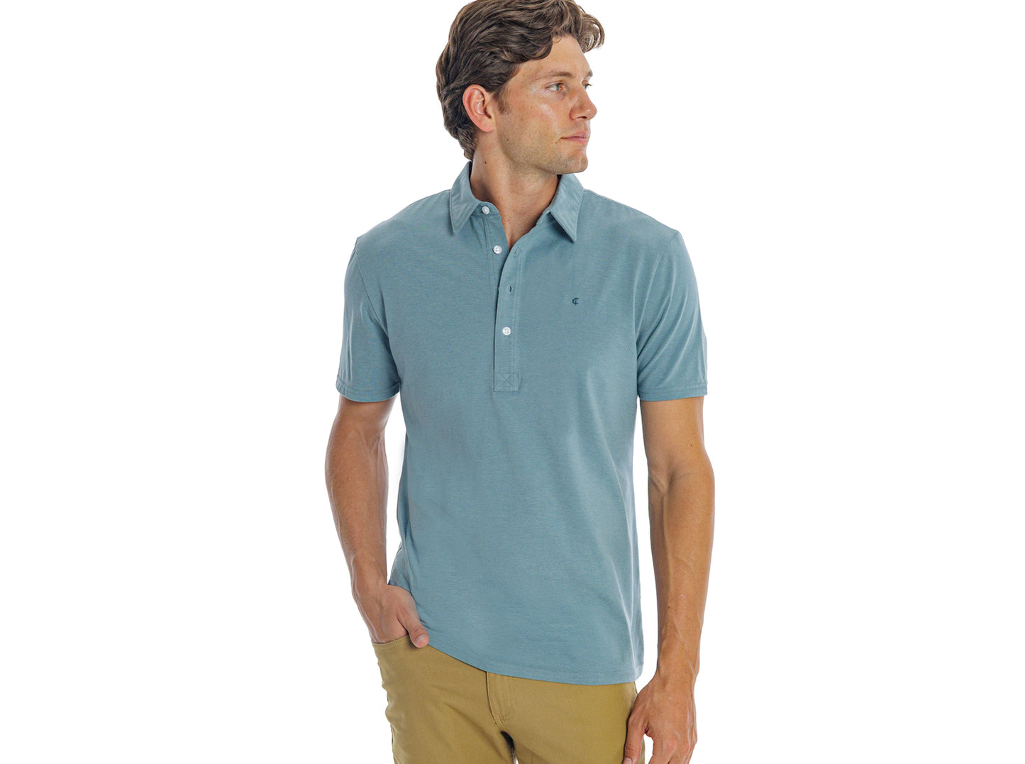 Slim Fit Top-Shelf Range Polo - Aqua Microstripe